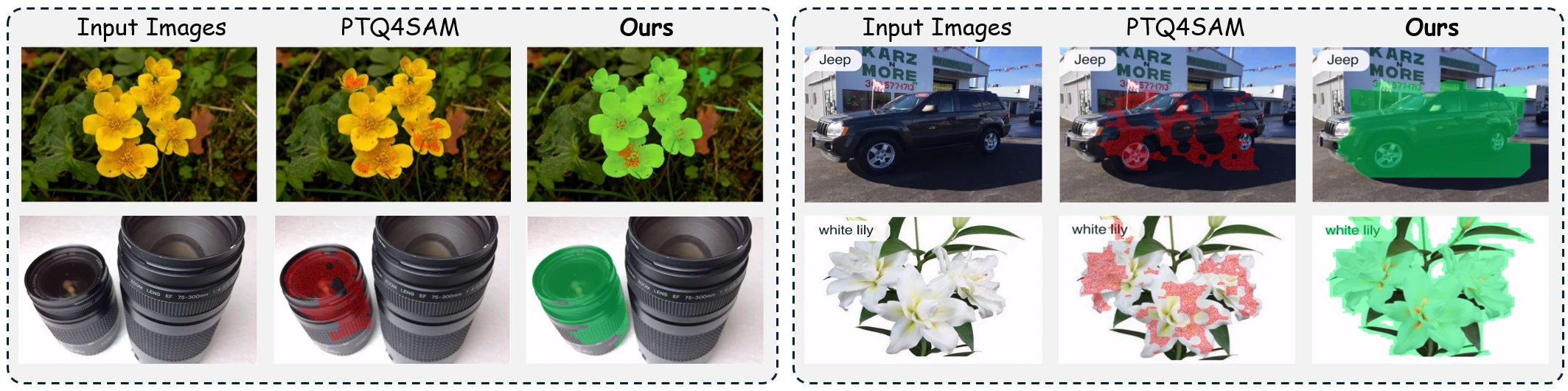Qualitative quantization comparison for PTQ4SAM3.